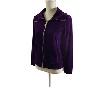 Lauren Ralph Lauren Velour Sweatshirt Full Zip Purple
